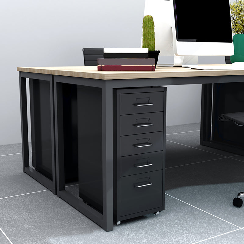 Contemporary Steel Filing Cabinet File Pedestal File Cabinet with Drawers 11"L x 16.1"W x 27.2"H Black 0.04" Clearhalo 'Filing Cabinets' 'filling_cabinets' 'furn' 'furn_filling_cabinets' 'Furniture' 'Office Furniture' 6719366