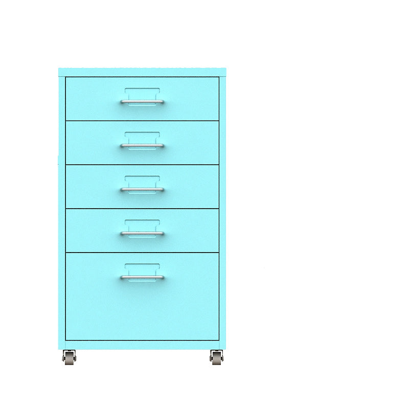 Contemporary Steel Filing Cabinet File Pedestal File Cabinet with Drawers 11"L x 16.1"W x 27.2"H Blue Clearhalo 'Filing Cabinets' 'filling_cabinets' 'furn' 'furn_filling_cabinets' 'Furniture' 'Office Furniture' 6719367