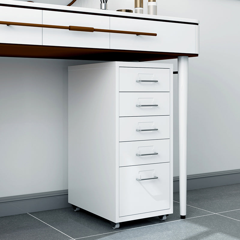 Contemporary Steel Filing Cabinet File Pedestal File Cabinet with Drawers 11"L x 16.1"W x 27.2"H White 0.04" Clearhalo 'Filing Cabinets' 'filling_cabinets' 'furn' 'furn_filling_cabinets' 'Furniture' 'Office Furniture' 6719370