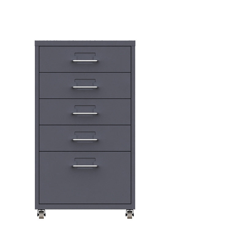 Contemporary Steel Filing Cabinet File Pedestal File Cabinet with Drawers 11"L x 16.1"W x 27.2"H Grey Clearhalo 'Filing Cabinets' 'filling_cabinets' 'furn' 'furn_filling_cabinets' 'Furniture' 'Office Furniture' 6719372