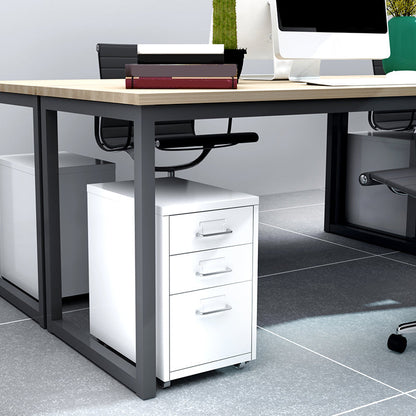 Contemporary Steel Filing Cabinet File Pedestal File Cabinet with Drawers 11"L x 16"W x 19"H White 0.04" Clearhalo 'Filing Cabinets' 'filling_cabinets' 'furn' 'furn_filling_cabinets' 'Furniture' 'Office Furniture' 6719373