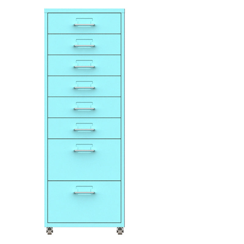 Contemporary Steel Filing Cabinet File Pedestal File Cabinet with Drawers 11"L x 16"W x 43"H Blue Clearhalo 'Filing Cabinets' 'filling_cabinets' 'furn' 'furn_filling_cabinets' 'Furniture' 'Office Furniture' 6719380