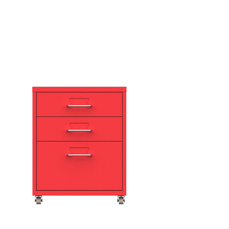 Contemporary Steel Filing Cabinet File Pedestal File Cabinet with Drawers 11"L x 16"W x 19"H Red Clearhalo 'Filing Cabinets' 'filling_cabinets' 'furn' 'furn_filling_cabinets' 'Furniture' 'Office Furniture' 6719381