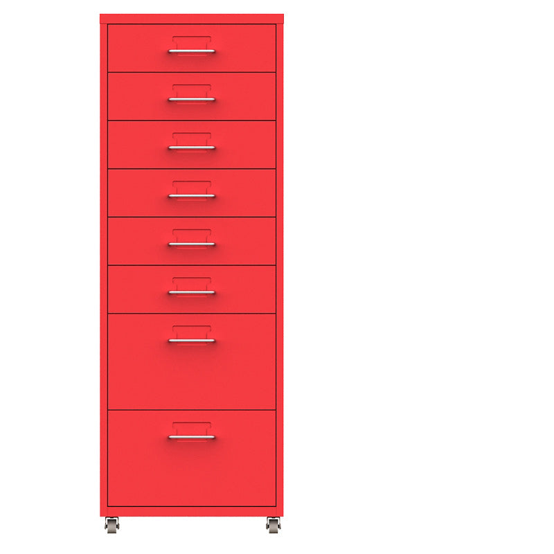 Contemporary Steel Filing Cabinet File Pedestal File Cabinet with Drawers 11"L x 16"W x 43"H Red Clearhalo 'Filing Cabinets' 'filling_cabinets' 'furn' 'furn_filling_cabinets' 'Furniture' 'Office Furniture' 6719382