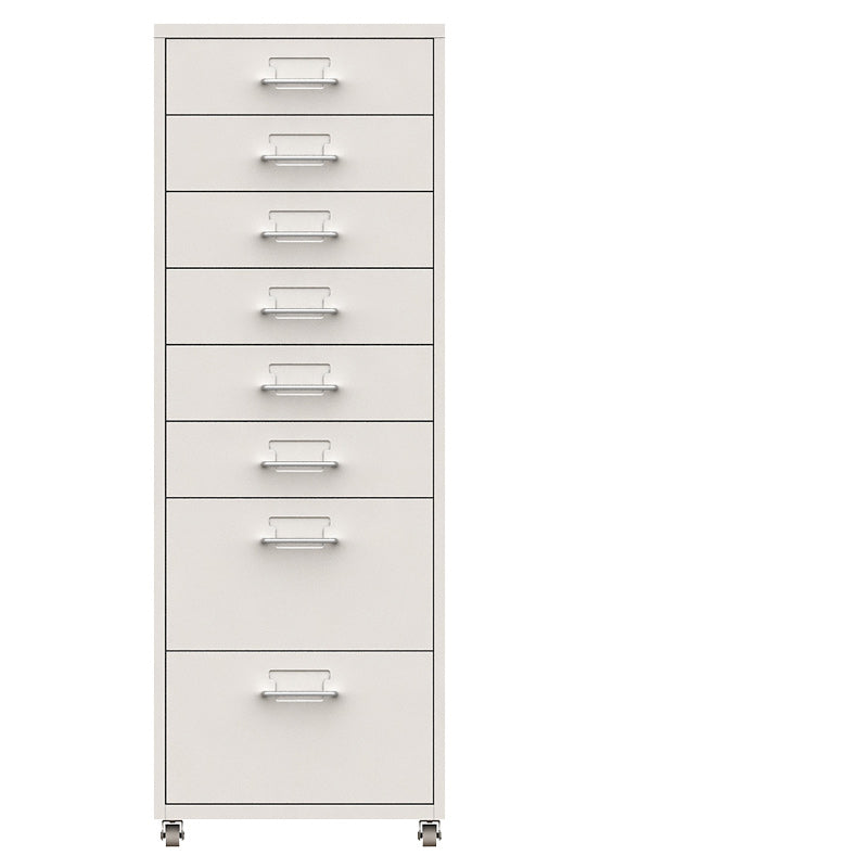 Contemporary Steel Filing Cabinet File Pedestal File Cabinet with Drawers 11"L x 16"W x 43"H White Clearhalo 'Filing Cabinets' 'filling_cabinets' 'furn' 'furn_filling_cabinets' 'Furniture' 'Office Furniture' 6719383