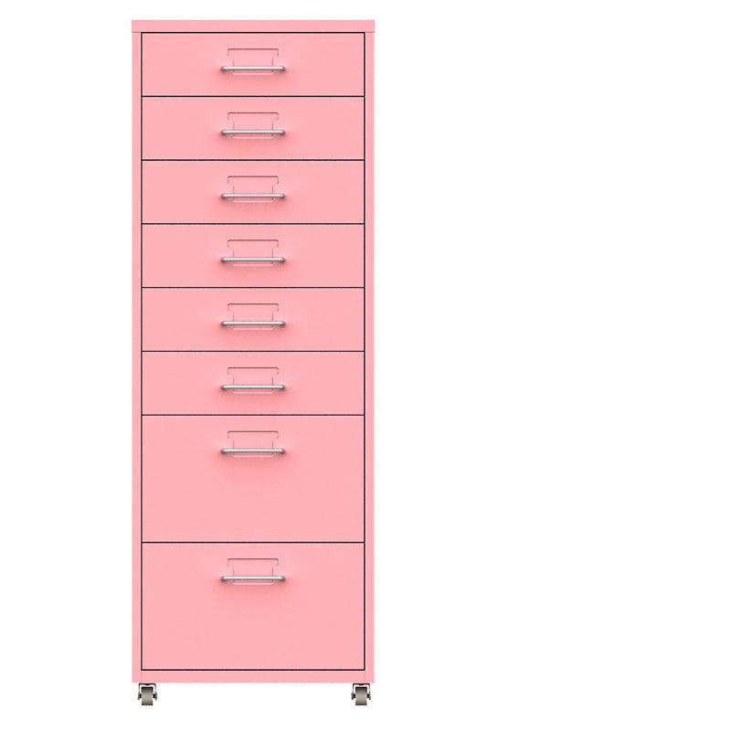 Contemporary Steel Filing Cabinet File Pedestal File Cabinet with Drawers 11"L x 16"W x 43"H Pink Clearhalo 'Filing Cabinets' 'filling_cabinets' 'furn' 'furn_filling_cabinets' 'Furniture' 'Office Furniture' 6719388