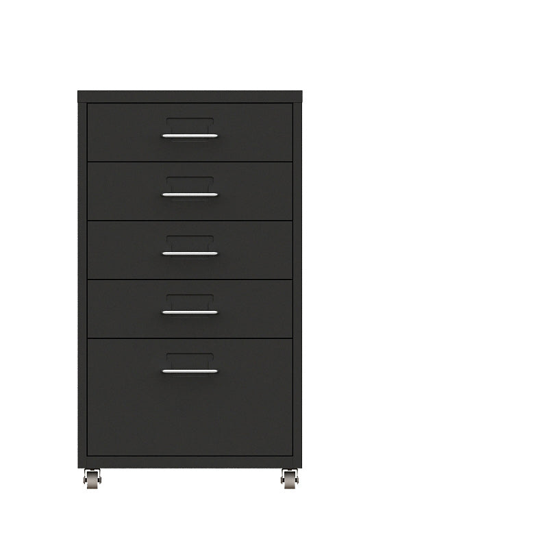 Contemporary Steel Filing Cabinet File Pedestal File Cabinet with Drawers 11"L x 16.1"W x 27.2"H Black 0.05" Clearhalo 'Filing Cabinets' 'filling_cabinets' 'furn' 'furn_filling_cabinets' 'Furniture' 'Office Furniture' 6719391