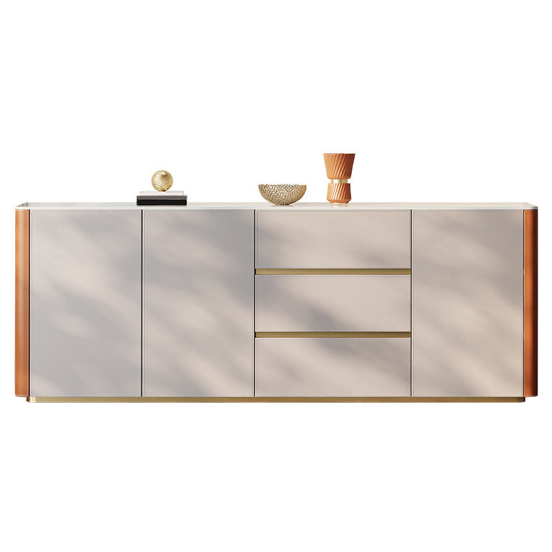 Glam Buffet Table Stone Buffet Sideboard with Cabinets and Drawers Orange Clearhalo 'buffet_sideboard' 'Buffets & Sideboards' 'furn' 'furn_buffet_sideboard' 'Furniture' 'Kitchen & Dining Furniture' 6722218