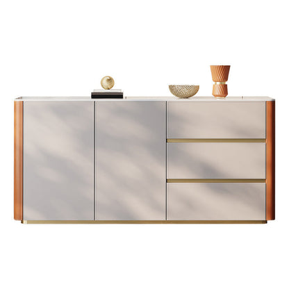 Glam Buffet Table Stone Buffet Sideboard with Cabinets and Drawers Orange Clearhalo 'buffet_sideboard' 'Buffets & Sideboards' 'furn' 'furn_buffet_sideboard' 'Furniture' 'Kitchen & Dining Furniture' 6722219
