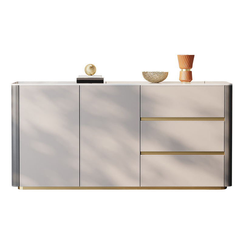 Glam Buffet Table Stone Buffet Sideboard with Cabinets and Drawers Grey Clearhalo 'buffet_sideboard' 'Buffets & Sideboards' 'furn' 'furn_buffet_sideboard' 'Furniture' 'Kitchen & Dining Furniture' 6722221