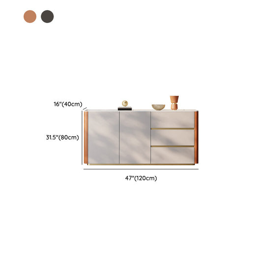 Glam Buffet Table Stone Buffet Sideboard with Cabinets and Drawers Clearhalo 'buffet_sideboard' 'Buffets & Sideboards' 'furn' 'furn_buffet_sideboard' 'Furniture' 'Kitchen & Dining Furniture' 6722232