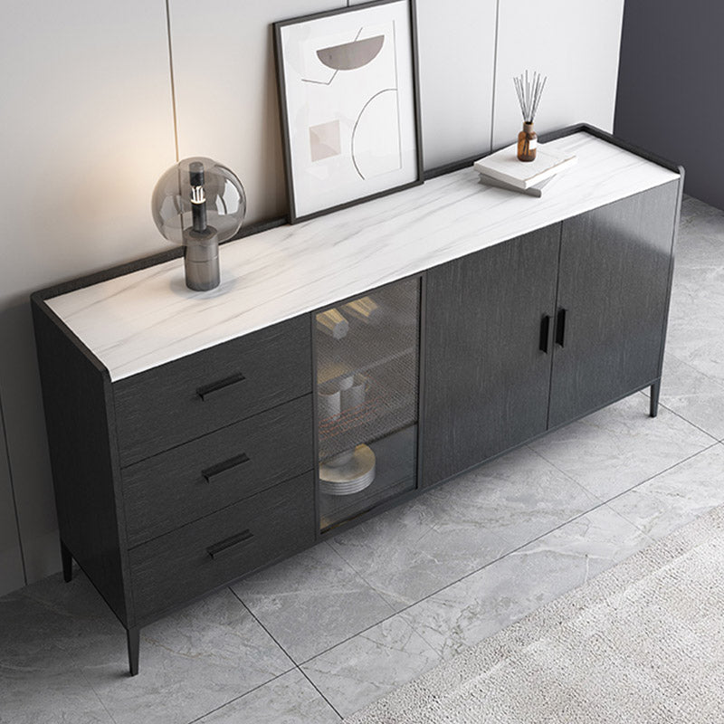 Tavolo a buffet in pietra credenza a buffet in stile glam con armadi e cassetti