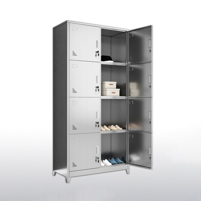 Stainless Steel Modern Storage Cabinet Chrome Metal Cabinet with Hinged Doors