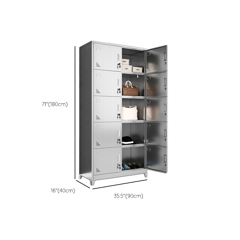 Stainless Steel Modern Storage Cabinet Chrome Metal Cabinet with Hinged Doors