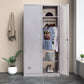 Silver Hinged Door Storage Cabinet Contemporary Stainless Steel Indoor Cabinet