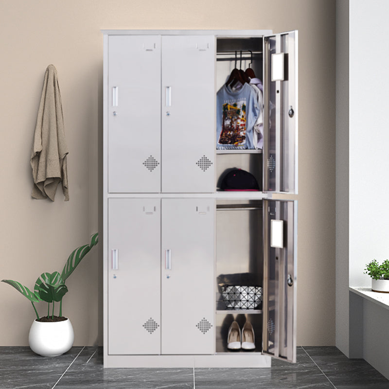 Silver Hinged Door Storage Cabinet Contemporary Stainless Steel Indoor Cabinet