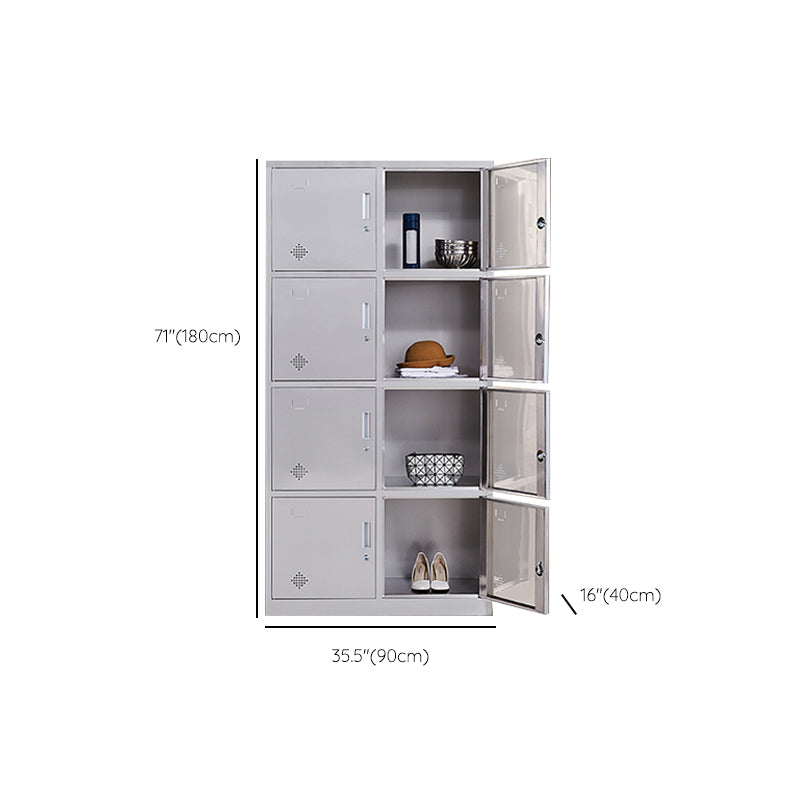 Silver Hinged Door Storage Cabinet Contemporary Stainless Steel Indoor Cabinet