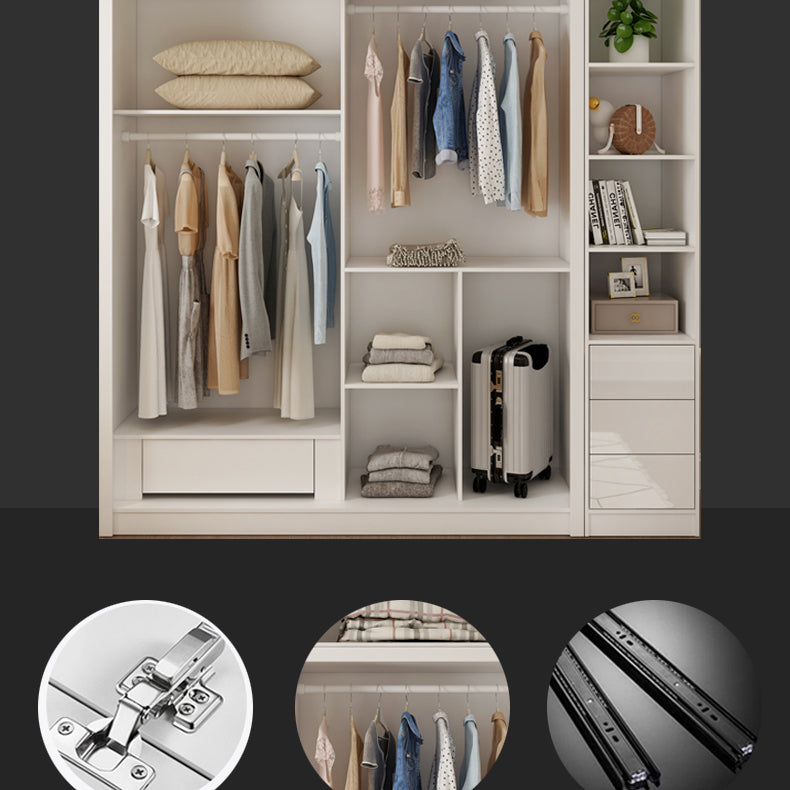 Armario deslizante con estantes Armario de armar de madera blanca