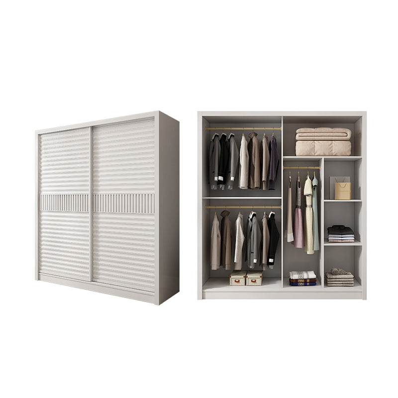 Weißer Schiebetschrankschrank mit Regalen Holzgarderobe Armoire