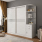 Weißer Schiebetschrankschrank mit Regalen Holzgarderobe Armoire
