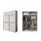 Weißer Schiebetschrankschrank mit Regalen Holzgarderobe Armoire