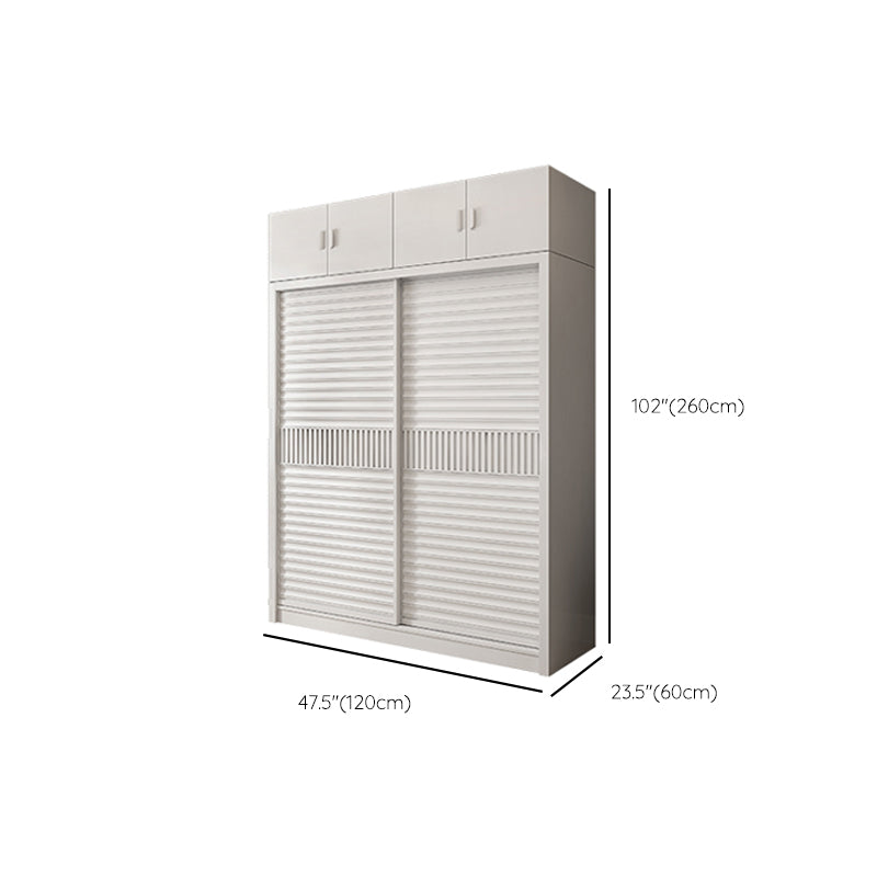 Weißer Schiebetschrankschrank mit Regalen Holzgarderobe Armoire