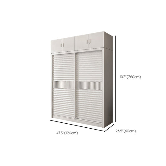White Sliding Wardrobe Closet with Shelves Wooden Wardrobe Armoire