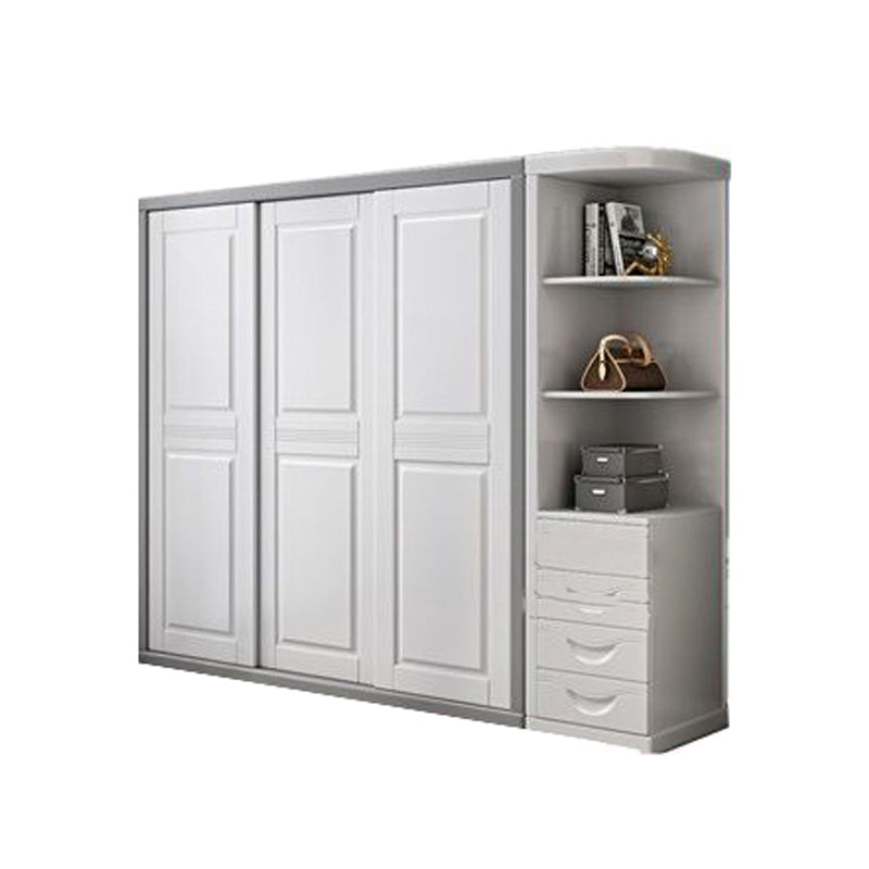 Rubberwood Wardrobe Cabinet with Shelves Modern Wardrobe Closet