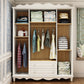 White Rubberwood Wardrobe Armoire Modern Wardrobe Closet with Legs