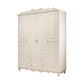 White Rubberwood Wardrobe Armoire Modern Wardrobe Closet with Legs