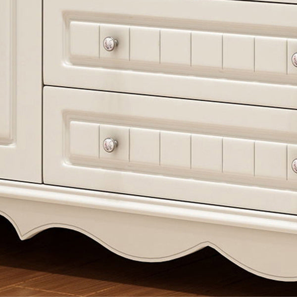 White Rubberwood Wardrobe Armoire Modern Wardrobe Closet with Legs