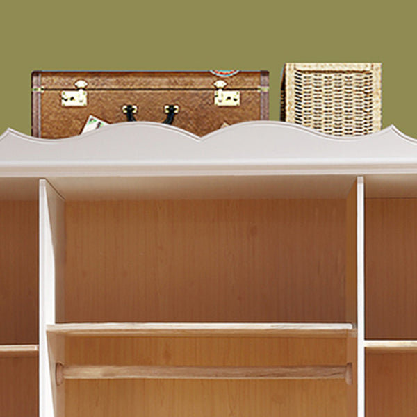 White Rubberwood Wardrobe Armoire Modern Wardrobe Closet with Legs