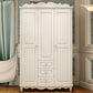 White Rubberwood Wardrobe Armoire Modern Wardrobe Closet with Legs
