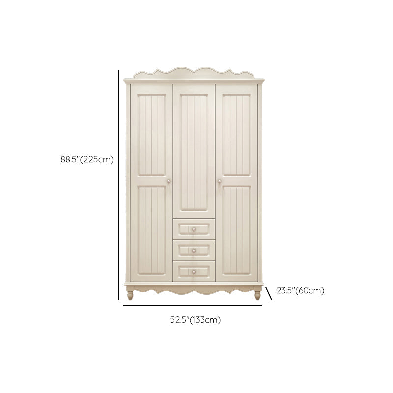 White Rubberwood Wardrobe Armoire Modern Wardrobe Closet with Legs