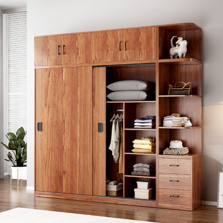 Contemporary Wardrobe Closet with Garment Rod Wooden Wardrobe Cabinet