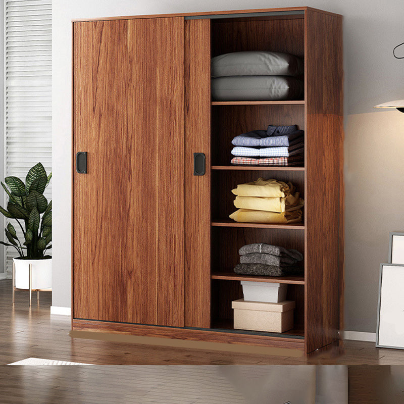 Contemporary Wardrobe Closet with Garment Rod Wooden Wardrobe Cabinet