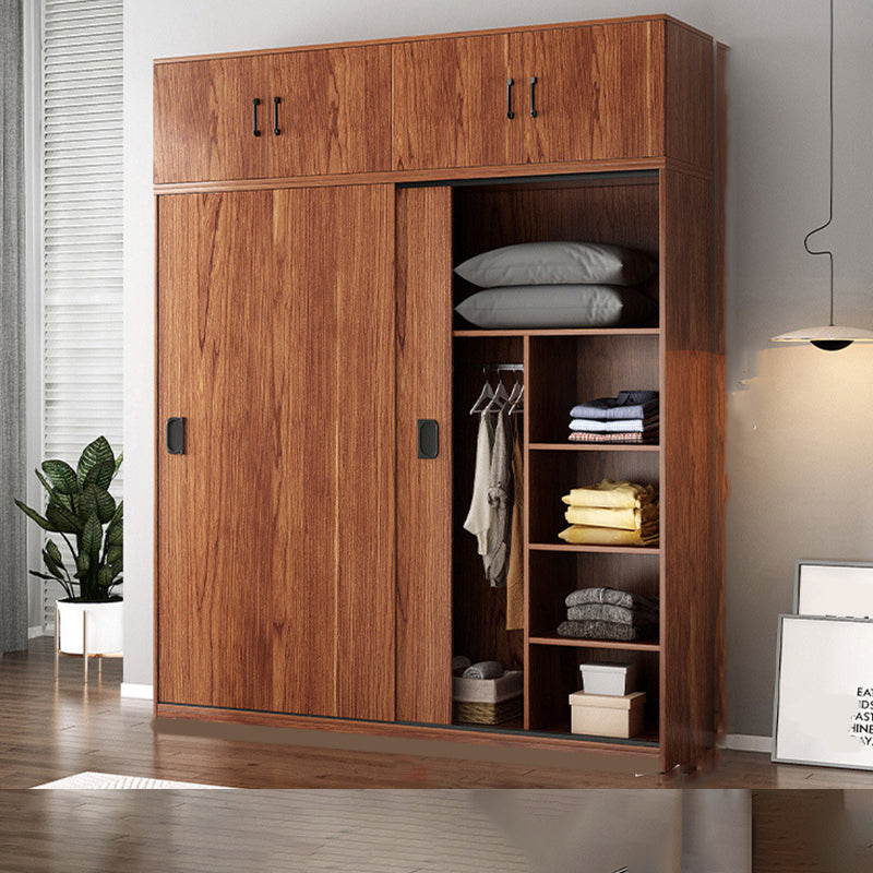 Contemporary Wardrobe Closet with Garment Rod Wooden Wardrobe Cabinet