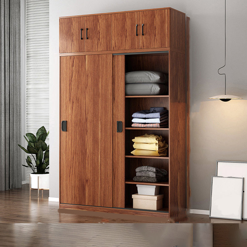 Contemporary Wardrobe Closet with Garment Rod Wooden Wardrobe Cabinet