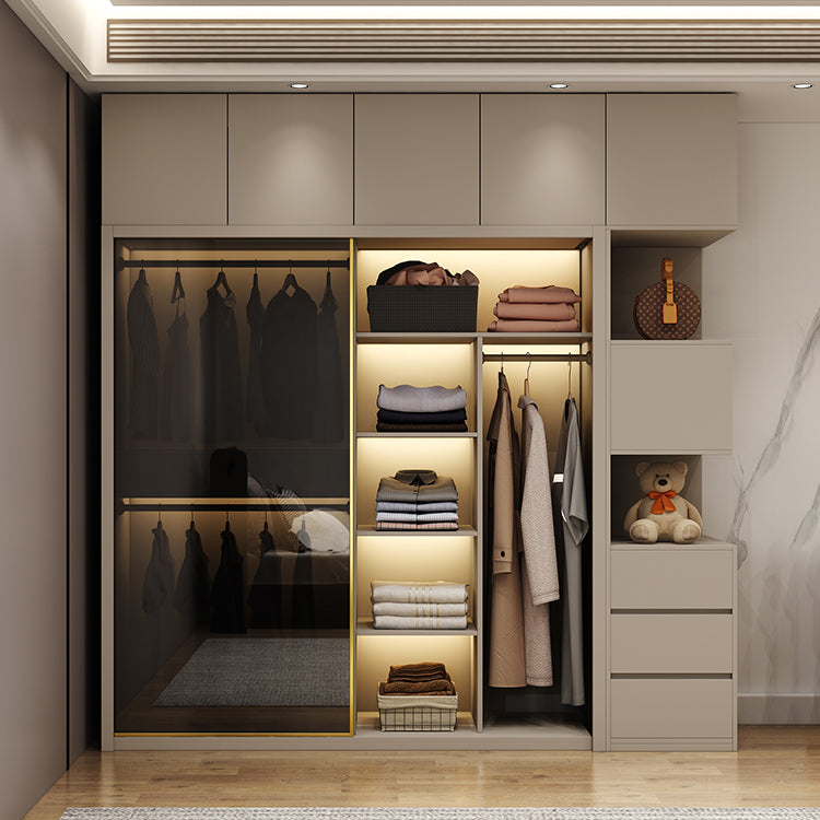 Armadio in vetro e legno armadio armadio scorrevole armadio senza luce