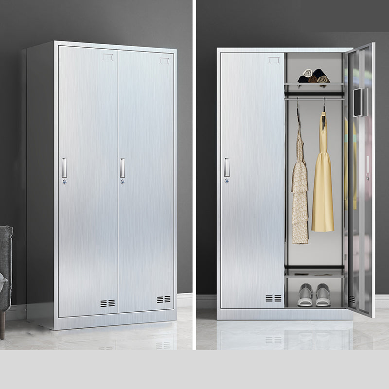 Modern Chrome Storage Cabinet for Bathroom Metal Cabinet with Hinged Doors 2 Clearhalo 'Armoires & Wardrobes' 'armoires_wardrobes' 'Bedroom Furniture' 'furn' 'furn_armoires_wardrobes' 'Furniture' 6723015