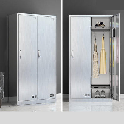 Modern Chrome Storage Cabinet for Bathroom Metal Cabinet with Hinged Doors 2 Clearhalo 'Armoires & Wardrobes' 'armoires_wardrobes' 'Bedroom Furniture' 'furn' 'furn_armoires_wardrobes' 'Furniture' 6723015