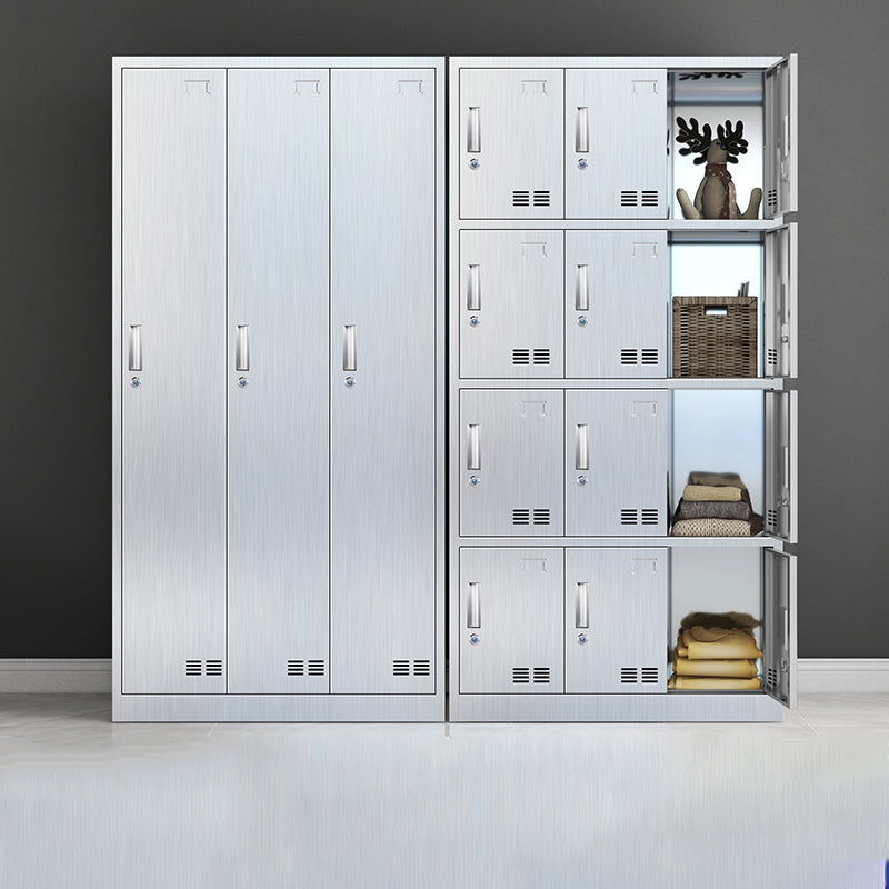Modern Chrome Storage Cabinet for Bathroom Metal Cabinet with Hinged Doors Clearhalo 'Armoires & Wardrobes' 'armoires_wardrobes' 'Bedroom Furniture' 'furn' 'furn_armoires_wardrobes' 'Furniture' 6723016