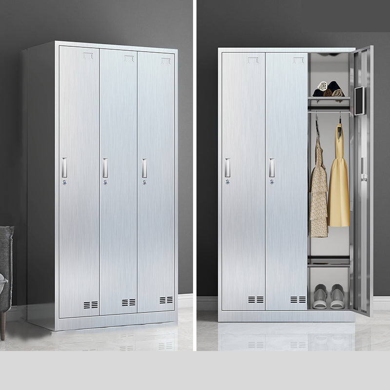 Modern Chrome Storage Cabinet for Bathroom Metal Cabinet with Hinged Doors 3 Clearhalo 'Armoires & Wardrobes' 'armoires_wardrobes' 'Bedroom Furniture' 'furn' 'furn_armoires_wardrobes' 'Furniture' 6723017