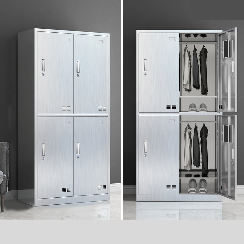 Modern Chrome Storage Cabinet for Bathroom Metal Cabinet with Hinged Doors 4 Clearhalo 'Armoires & Wardrobes' 'armoires_wardrobes' 'Bedroom Furniture' 'furn' 'furn_armoires_wardrobes' 'Furniture' 6723018