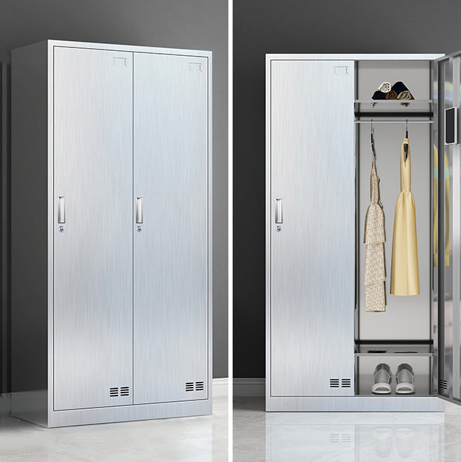 Modern Chrome Storage Cabinet for Bathroom Metal Cabinet with Hinged Doors Clearhalo 'Armoires & Wardrobes' 'armoires_wardrobes' 'Bedroom Furniture' 'furn' 'furn_armoires_wardrobes' 'Furniture' 6723019