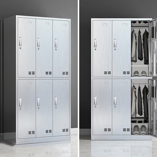 Modern Chrome Storage Cabinet for Bathroom Metal Cabinet with Hinged Doors Clearhalo 'Armoires & Wardrobes' 'armoires_wardrobes' 'Bedroom Furniture' 'furn' 'furn_armoires_wardrobes' 'Furniture' 6723021