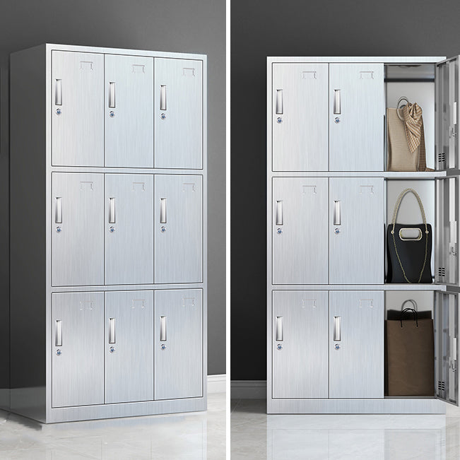 Modern Chrome Storage Cabinet for Bathroom Metal Cabinet with Hinged Doors Clearhalo 'Armoires & Wardrobes' 'armoires_wardrobes' 'Bedroom Furniture' 'furn' 'furn_armoires_wardrobes' 'Furniture' 6723030