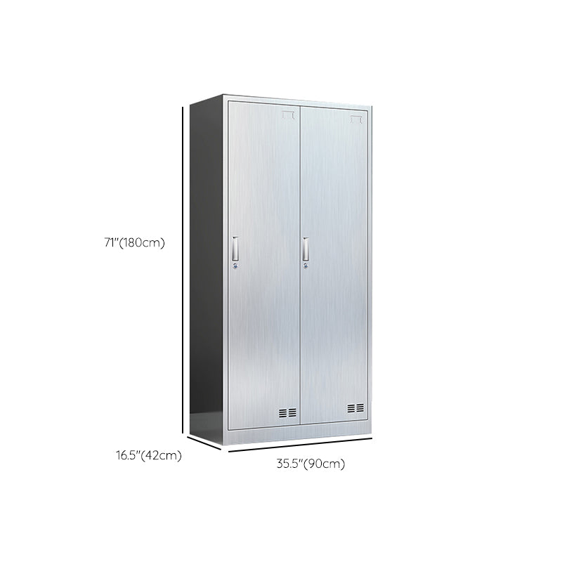 Modern Chrome Storage Cabinet for Bathroom Metal Cabinet with Hinged Doors Clearhalo 'Armoires & Wardrobes' 'armoires_wardrobes' 'Bedroom Furniture' 'furn' 'furn_armoires_wardrobes' 'Furniture' 6723031