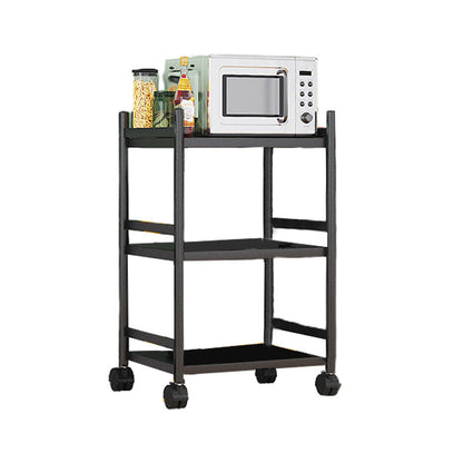 モダンなダイニングルーム準備テーブルロッキングホイール付きブラックキッチントロリー