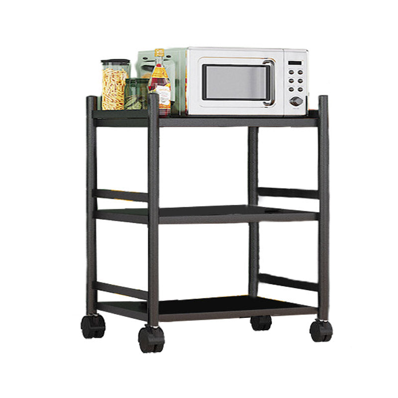 モダンなダイニングルーム準備テーブルロッキングホイール付きブラックキッチントロリー